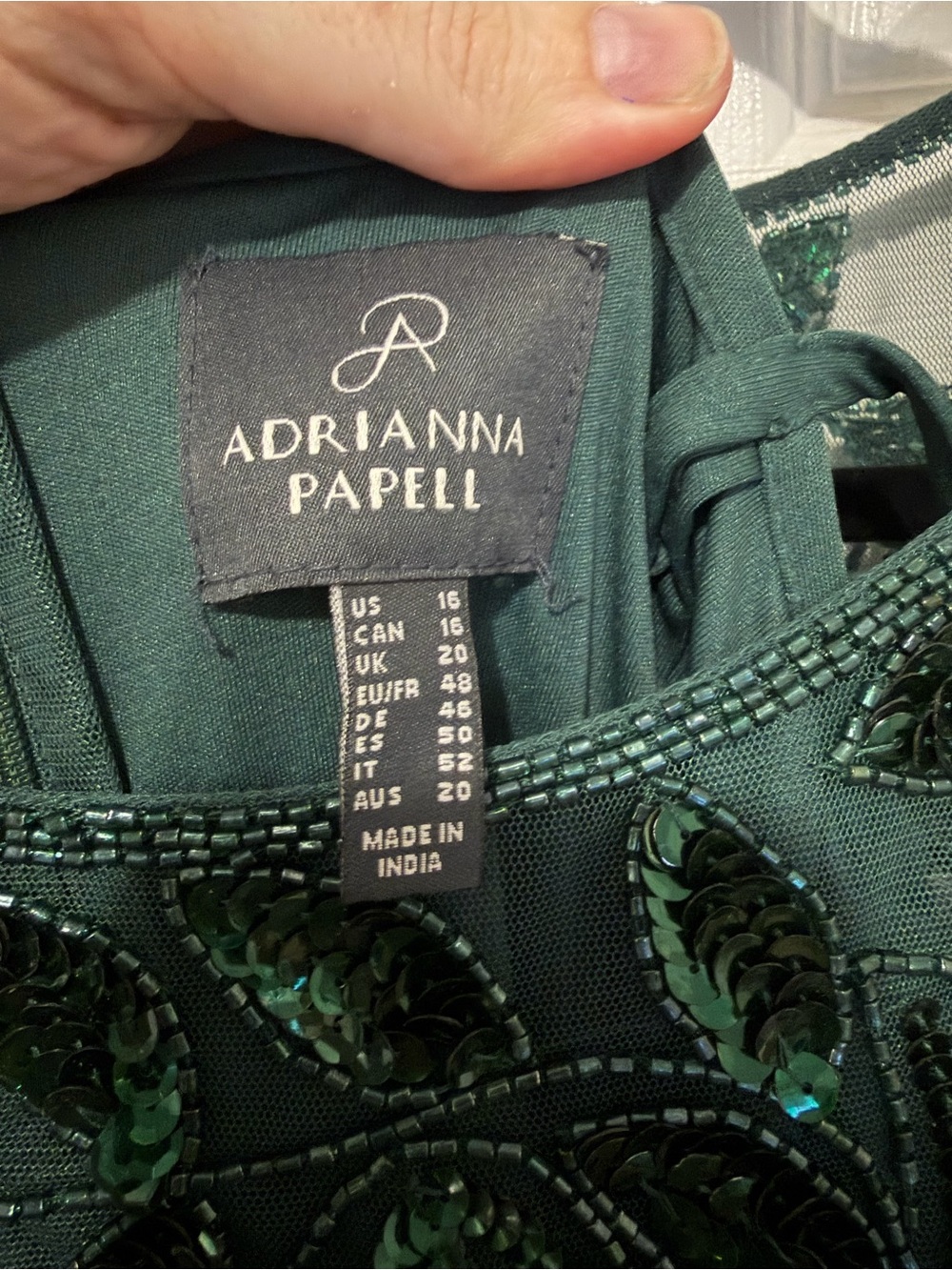 Adrianna Papell Emerald Green Short Sleeve Floral Godet Gown NWOT - Picture 6 of 7